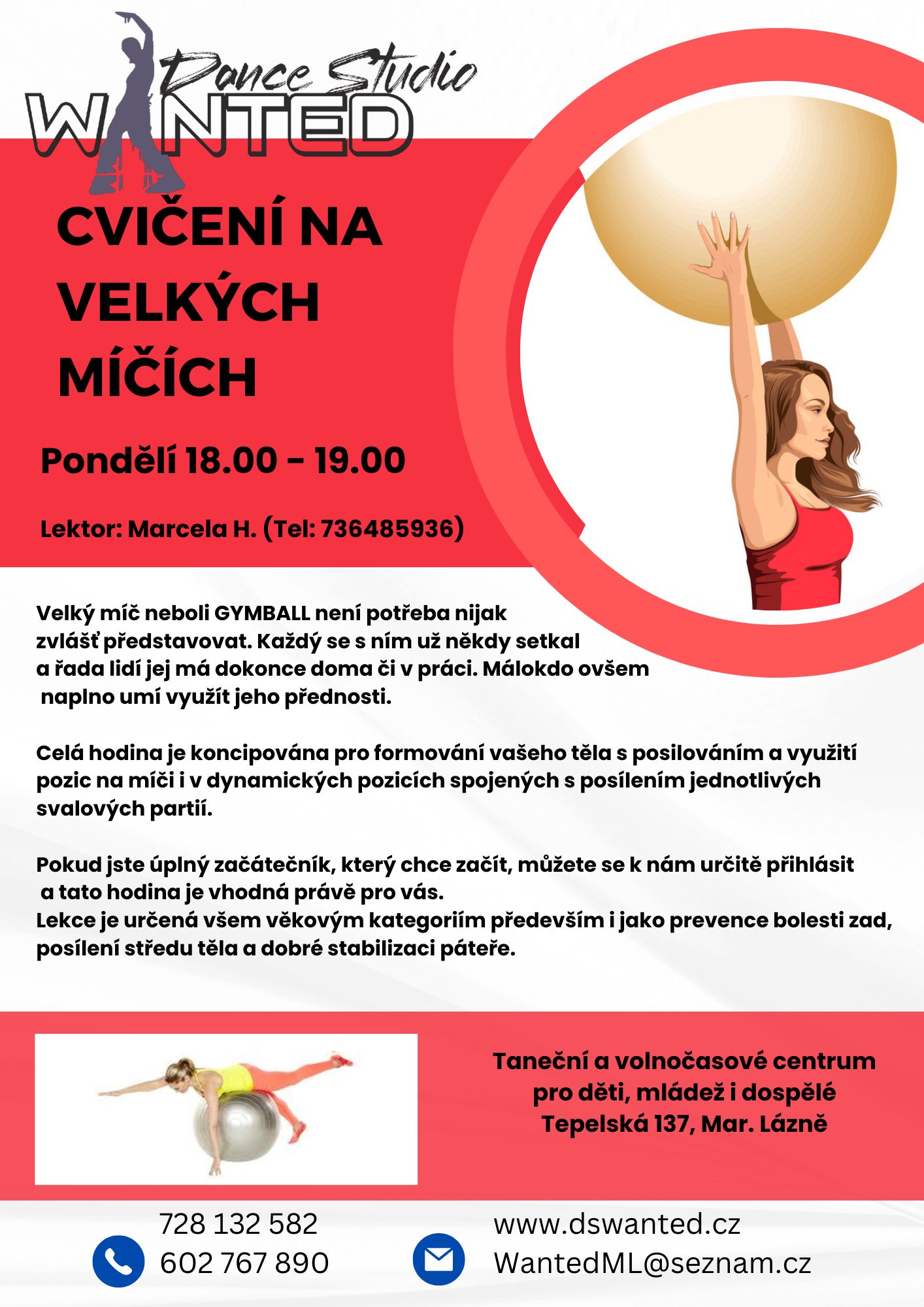Plakát: Cvičení na velkých míčích